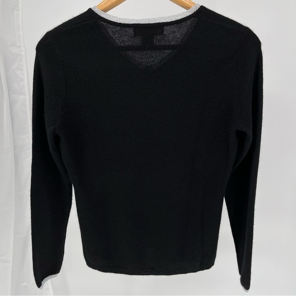 Peck & Peck Womens 2 Ply Cashmere Sweater Size S Black With Silver Accent - Picture 8 of 10